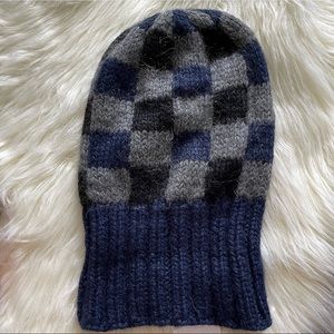 NWT Eugenia Kim Beanie Montana Knit Cap in Navy and Gray Checkered Design